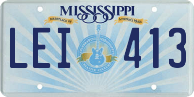 MS license plate LEI413
