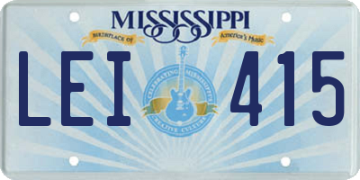 MS license plate LEI415