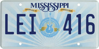 MS license plate LEI416