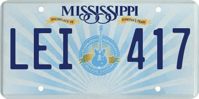 MS license plate LEI417