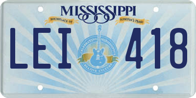MS license plate LEI418