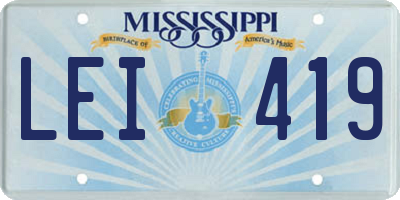 MS license plate LEI419