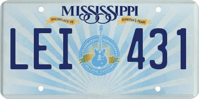 MS license plate LEI431