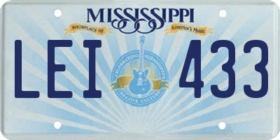 MS license plate LEI433