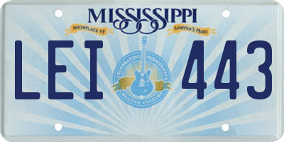 MS license plate LEI443