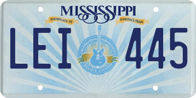 MS license plate LEI445