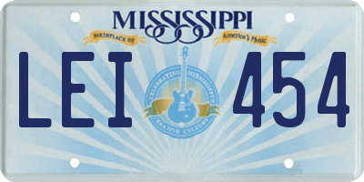 MS license plate LEI454