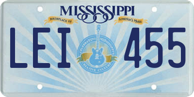 MS license plate LEI455