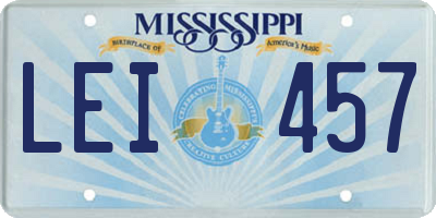 MS license plate LEI457
