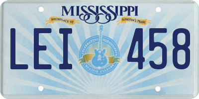 MS license plate LEI458