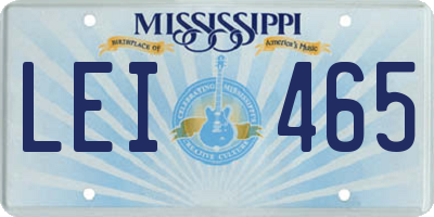 MS license plate LEI465