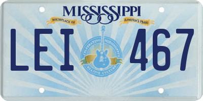 MS license plate LEI467