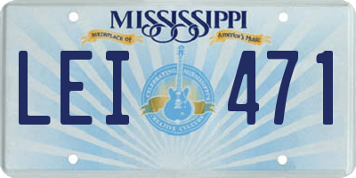 MS license plate LEI471