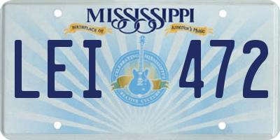 MS license plate LEI472