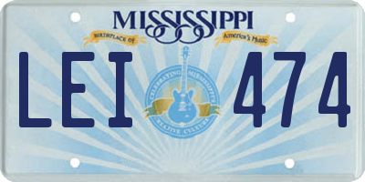 MS license plate LEI474