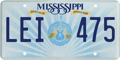 MS license plate LEI475