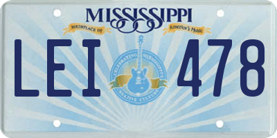 MS license plate LEI478