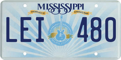 MS license plate LEI480