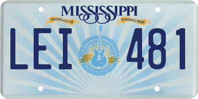 MS license plate LEI481