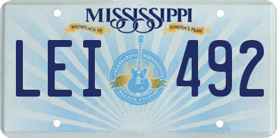 MS license plate LEI492