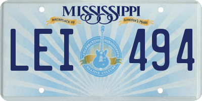 MS license plate LEI494