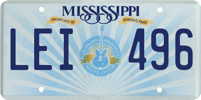 MS license plate LEI496