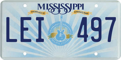 MS license plate LEI497