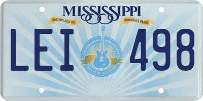 MS license plate LEI498