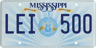 MS license plate LEI500