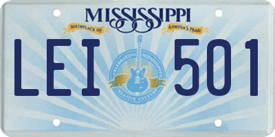 MS license plate LEI501