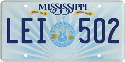 MS license plate LEI502