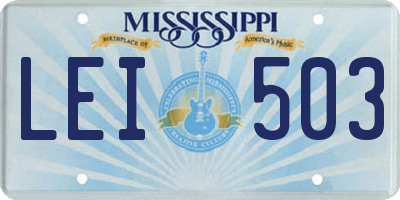 MS license plate LEI503