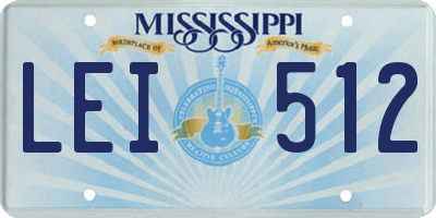 MS license plate LEI512
