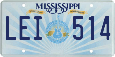 MS license plate LEI514
