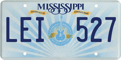 MS license plate LEI527