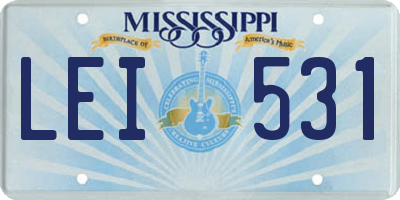 MS license plate LEI531