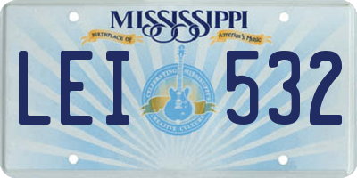 MS license plate LEI532