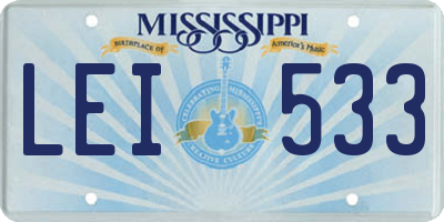 MS license plate LEI533