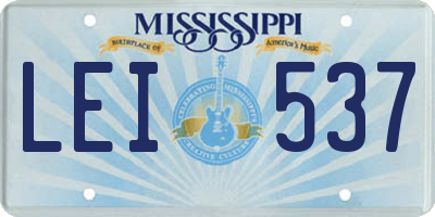 MS license plate LEI537