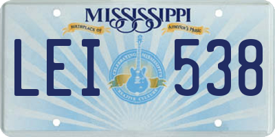MS license plate LEI538