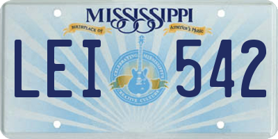 MS license plate LEI542