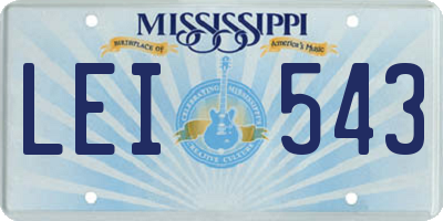 MS license plate LEI543