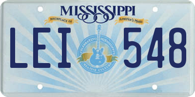 MS license plate LEI548