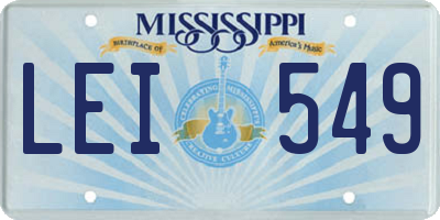 MS license plate LEI549