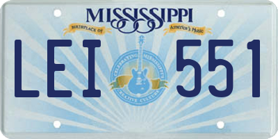 MS license plate LEI551