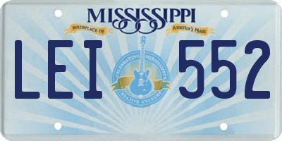 MS license plate LEI552