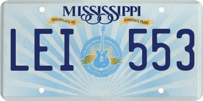MS license plate LEI553