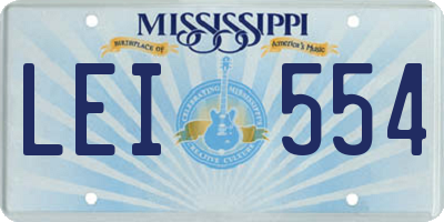 MS license plate LEI554