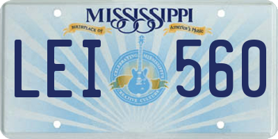 MS license plate LEI560