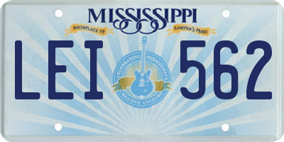 MS license plate LEI562
